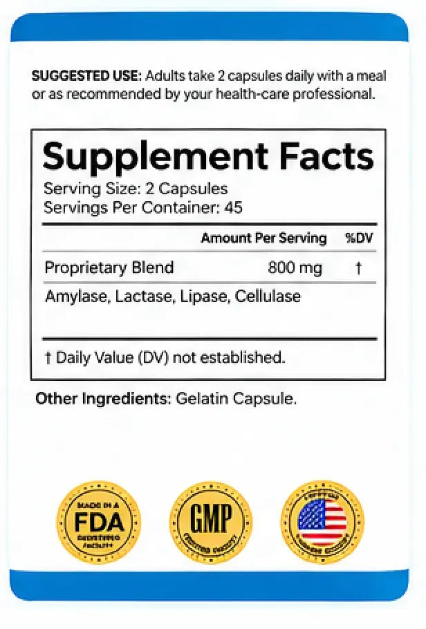 Digestive enzyme supplement bottle for bloating and nutrient absorption by Dr. Julian Cano