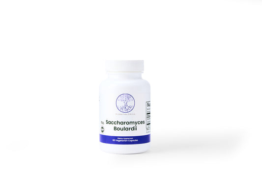 Saccharomyces probiotic bottle labeled Dr. Julian Cano LLC Digestive Support yeast based supplement