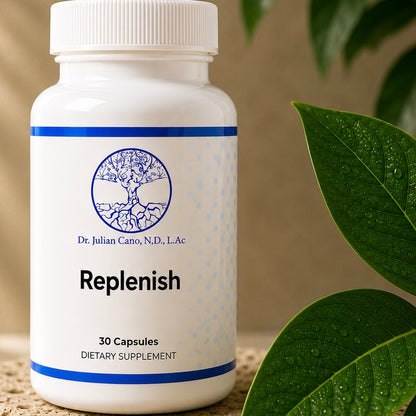 Replenish daily multivitamin capsules for energy and immune support by Dr. Julian Cano