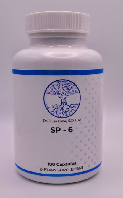SP-6 Circulation Support bottle labeled botanicals organic ingredients and circulation support