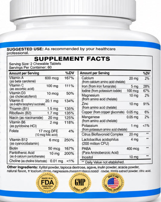 Kids Multiplex Supplement Facts label